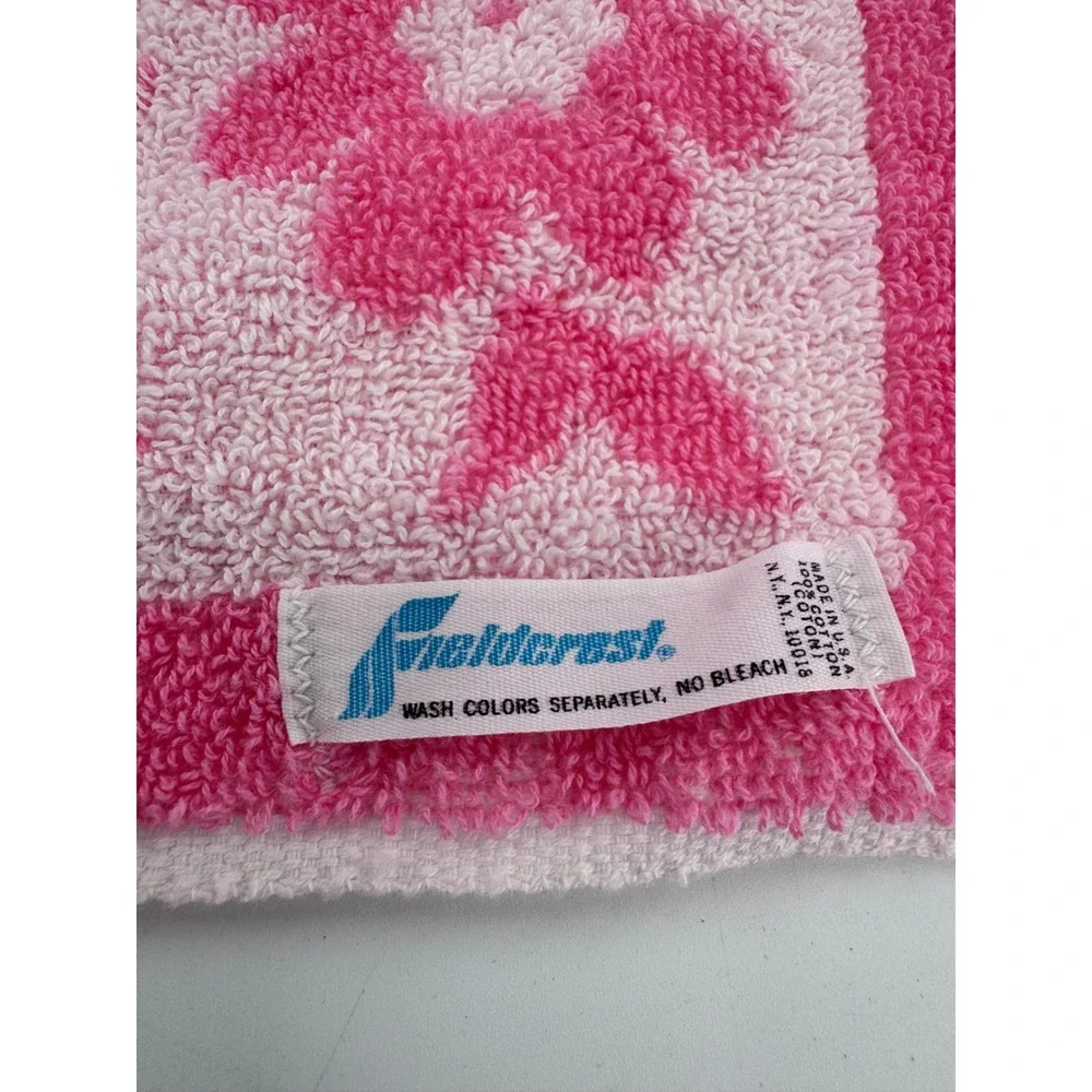 Fieldcrest Vintage Floral Towel Set Pink Floral Fringed Retro 3p